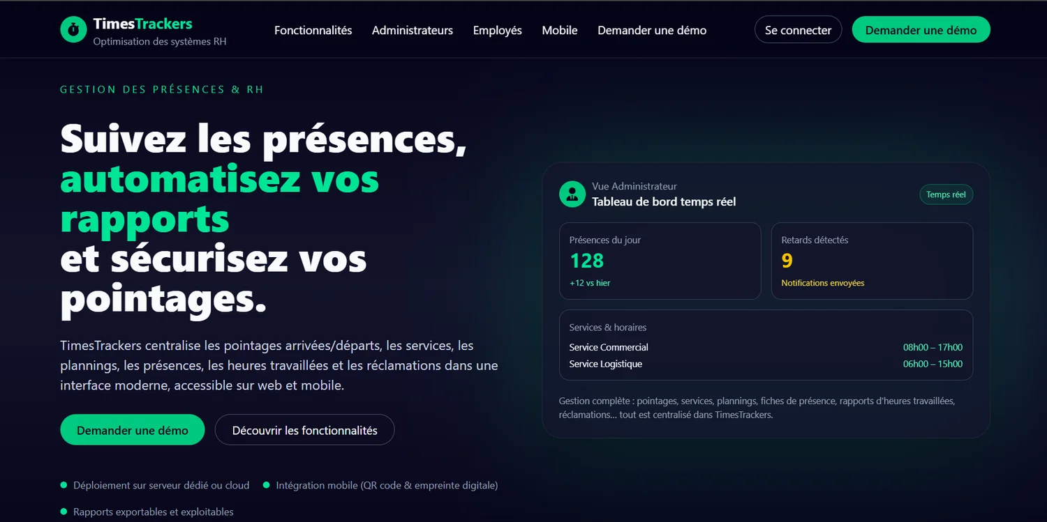 Interface de TimesTrackers